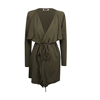 Womens Ladies Belted Long Sleeve Waterfall Coat/ Jacket