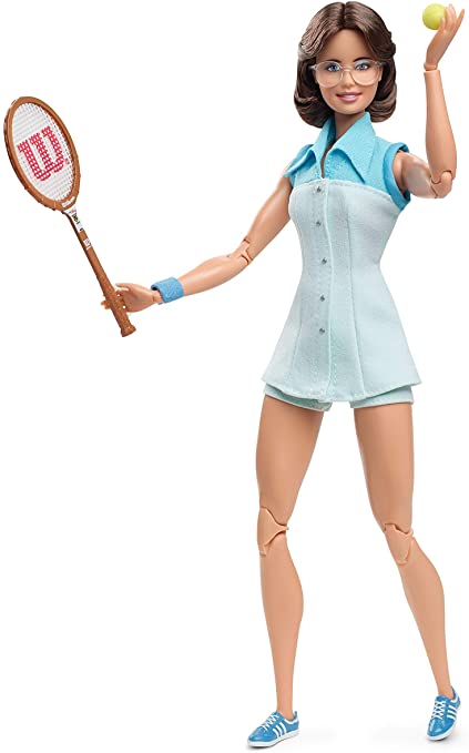 Barbie Inspiring Women Series Billie Jean King Collectible Doll, Approx. 12-in, Wearing Tennis Dress and Accessories, with Doll Stand and Certificate of Authenticity