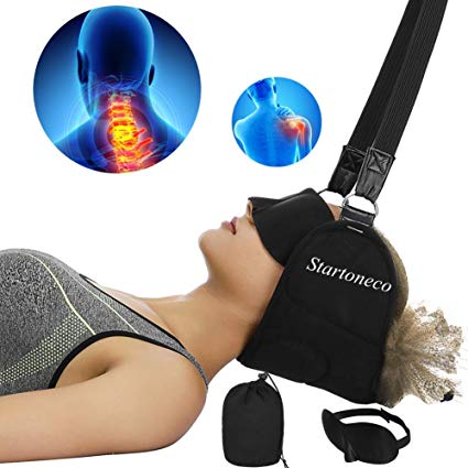 STARTONECO Head Hammock Relaxer & Stretcher for The Head - Pain Reliever for Stiff Shoulder & Neck, Breathable Head Traction Support, Relief Muscle Tension,Free Eye Mask  Earplugs (styleB)