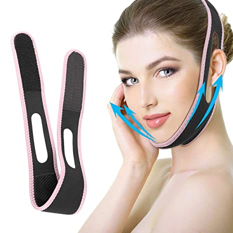 Facial Slimming Strap, Pain-Free Face-Lifting Bandage, V Line Lifting Chin Strap Double Chin Reducer Anti Wrinkle Face Band for Women Eliminates Sagging Skin Lifting Firming Anti Aging (Pink)