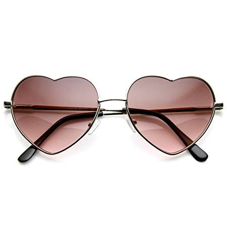 zeroUV - Small Thin Metal Heart Shaped Frame Cupid Sunglasses