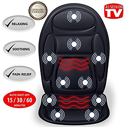 Gideon Seat Cushion Vibrating Back Massager for Body, Shoulder and Thighs with Heat Therapy/Electric Body Massage for Chair; Relax, Sooth and Relieve Thigh, Shoulder and Back Pain [UPGRADED]