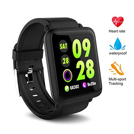 DAWO Fitness Tracker, Waterproof Big Color Screen Activity Tracker with 8 Sports Modes Pedometer Heart Rate Blood Pressure Monitor Smart Watch for Kids Men Women