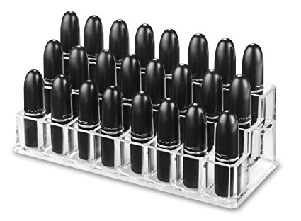 Tiered Acrylic Lipstick Organizer & Beauty Care Holder Provides 24 Space Storage, 3 Levels| byAlegory