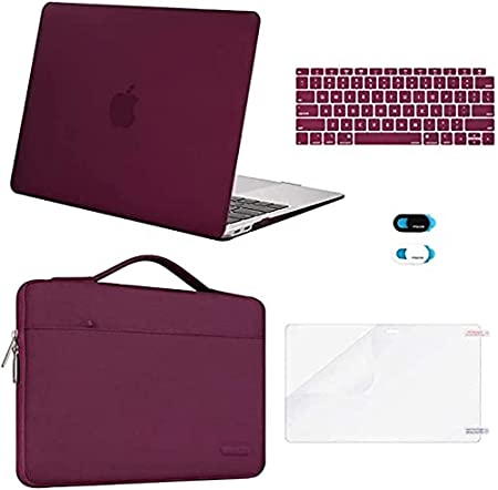 MOSISO Compatible with MacBook Air 13 inch Case 2020 2019 2018 Release A2337 M1 A2179 A1932 Retina Display Touch ID, Plastic Hard Shell&Bag&Keyboard Cover&Webcam Cover&Screen Protector, Marsala Red