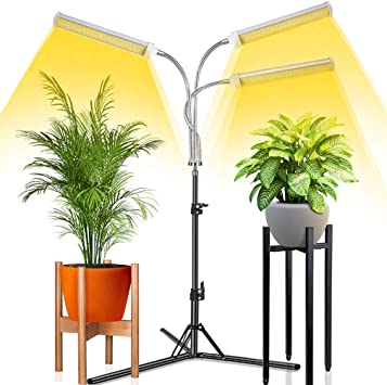 Abonnyc Grow Light with Stand LED Floor Grow Lights for Indoor Plants Full Spectrum Grow Lamp with Timer for Seedlings, 3 Switch Modes,15-47 inch Adjustable Tripod Stand & Gooseneck