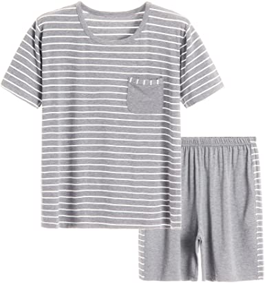 Latuza Men's Summer Sleepwear Striped Design Casual Pajama Set