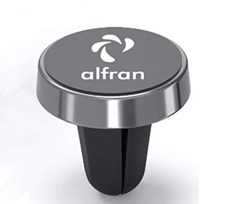 ALFRAN Universal Car Mount Magnetic Air Vent Phone Holder For Smartphones, GPS & Tablet, iPhone X/8/8Plus/7/7 Plus/6S/6S Plus/6/6 Plus/5/5S, Galaxy S / Edge / Note , Nexus, LG, Huawei, Chrome Grey