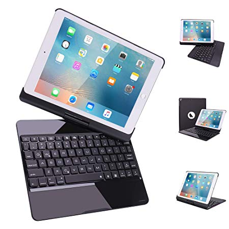VANKY for iPad Pro 10.5 Keyboard Case,360 Rotatable 7 Backlit Colors Smart Wake/Sleep Wireless Keyboard Ultrathin, Aluminium for 2017 iPad Pro 10.5 Model A1701/A1709(Black)