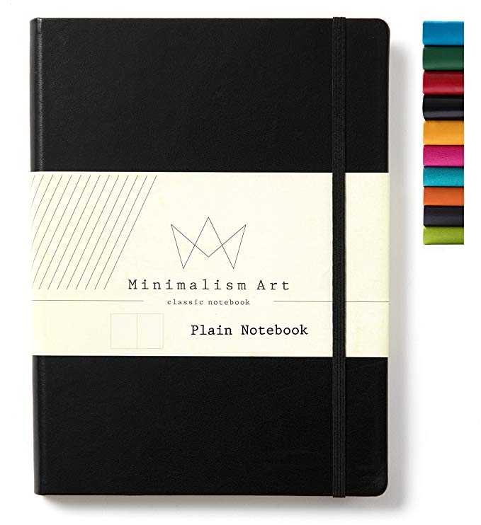 Minimalism Art | Classic Notebook Journal, Size: 8.3" X 11.4", A4, Black, Plain/Blank Page, 192 Pages, Hard Cover/Fine PU Leather, Inner Pocket, Premium Thick Paper-100gsm | Designed in San Francisco