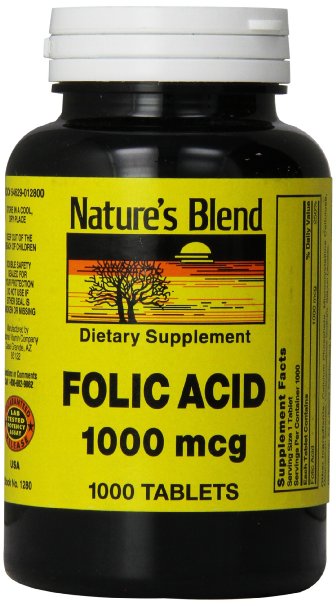 Nature's Blend Folic Acid 1000 mcg 1,000 mcg 1000 Tabs