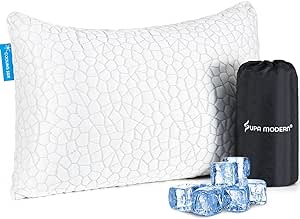 SUPA MODERN Cooling Adjustable Camping Pillow Travel Pillow -Small Camping Pillow for Sleeping with Storage Bag-Luxury Memory Foam Camping Pillow