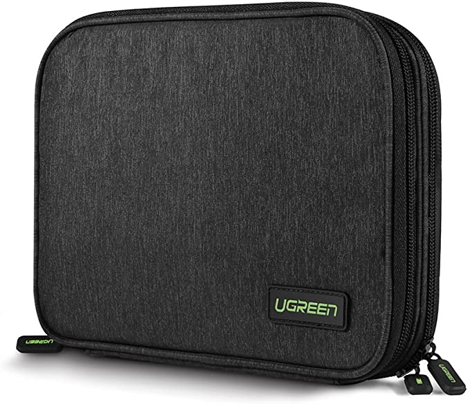 UGREEN Elektronik Tasche Doppelschicht Reise Organizer Kabeltasche Travel Kabel Organizer Elektronische Zubehör Case Travel Organisator Festplattentasche für Powerbank, Kabel, Akku, Karte, Handy usw.