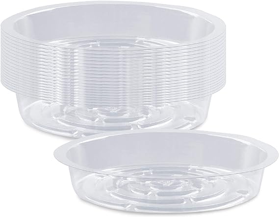 Rocutus Plant Saucer,20 Pack Plastic Plant Saucer Drip Trays Small Plant Plate Dish,Heavy Duty Clear Plastic Plant Saucers Flower Pot Tray Flower Pot Drip Pan for Indoor and Outdoor Plants (6 Inch)