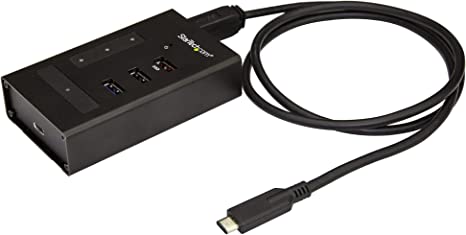 StarTech.com 4 Port USB C Hub - USB Type-C to 1x USB-C/3x USB-A - Commercial Metal USB 3.0 Hub - SuperSpeed USB 3.0 (5Gbps) - Self Powered - BC1.2 Fast Charge - Mountable/Rugged (HB30C3A1CST)