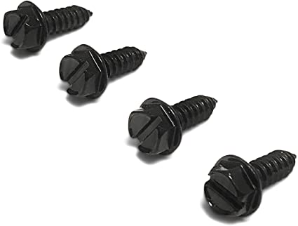 Rustproof Black License Plate Screws for Securing License Plates, Frames and Covers on Cars and Trucks (Black Zinc Plated)
