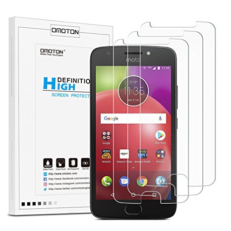 Moto E4 Screen Protector [3 Pack]- OMOTON High Definition Screen Protector for Motorola Moto E4 with [Anti-Scratch] [Bubble Free][New Version]