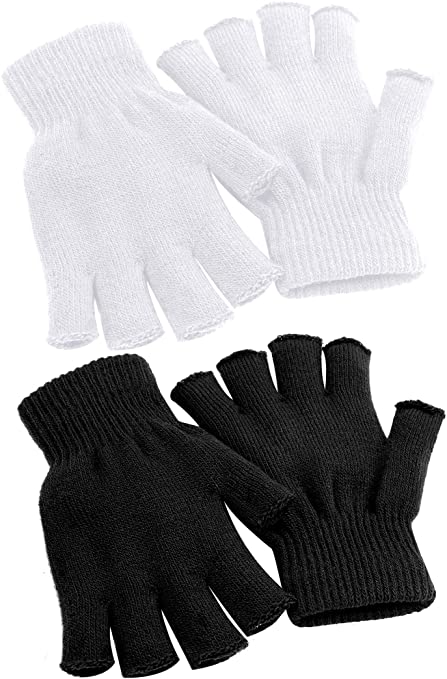 Cooraby 2 Pairs Unisex Warm Half Finger Gloves Winter Fingerless Gloves (L for Adults, M for Teens, S for Kids)