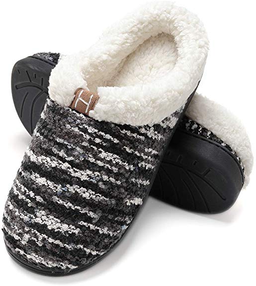 Women's House Slippers Warm Fleece Home Shoes Wool-Like Plush Sandals Anti Slip on Comfort Memory Foam Breathable Indoor Outdoor Mules Winter,4 Colors