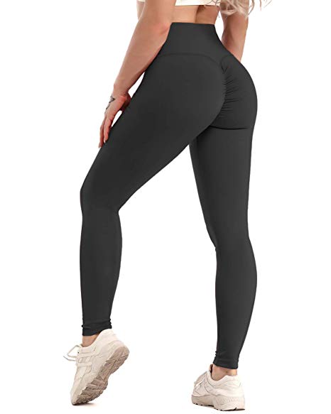 CROSS1946 Women's Yoga Pants High Waist Scrunch Ruched Butt Lifting Workout Leggings Sport Fitness Gym Push Up Tights