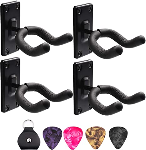 Guitar Hanger Guitar Wall Hooks Stand Guitar Display Hanger Suitable Fits All Size Guitars, Bass, Mandolin, Banjo, Ukulele (4 Pack)
