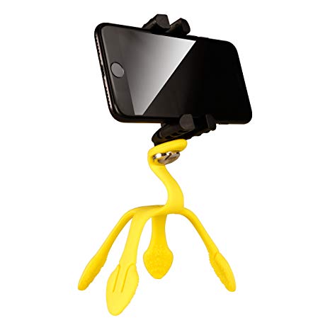 Gekkopod Smartphone Tripod Mount – Portable and Flexible Mount that can be Set, Wrapped, Hung and Clung Practically Anywhere - Compatible with all Smartphones (Yellow) 32044