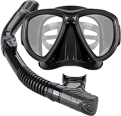 Dry Snorkel Mask Set Snorkeling Gear, Panoramic Wide View, Anti-Fog Scuba Diving Mask, Easy Breathing and Professional Snorkeling Gear for Adults, Women, Youth