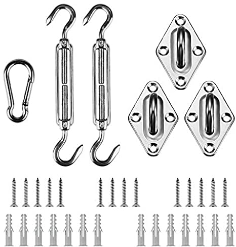 YOFIT Shade Sail Hardware Kit 5inch for Triangle Sun Shade Sail Installation, 304 Grade Stainless for Garden Outdoors, 34 Pcs