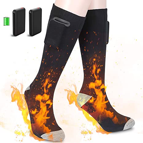 Youlisn Heated Socks for Men Women Upgraded Rechargeable Electric Thermal Socks with 8000mAh Large Capacity Battery 3 Heating Settings (Black) (Black) (Black)