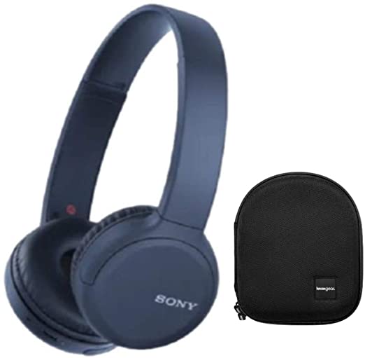 Sony WH-CH510 Wireless On-Ear Headphones (Blue) with Knox Gear Protective Headphone Case Bundle (2 Items)