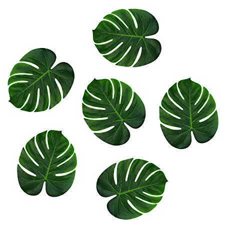 Tropical Imitation Green Plant Paper Leaves 13" Hawaiian Luau Party Jungle Beach Theme Decorations for Birthdays, Arts & Crafts, Prom, Events, Weddings (6 Pack) by Super Z Outlet