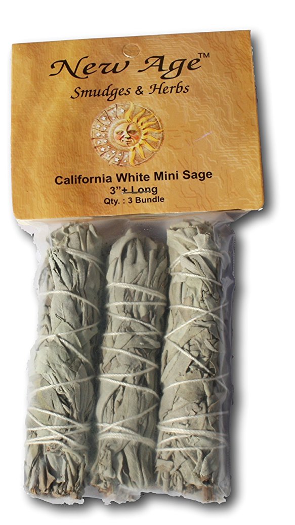 MCWS3 Mini Sage Wands, 4-Inch, Pack of 3, White