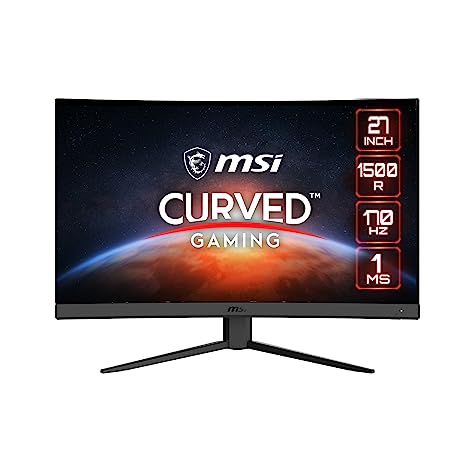 MSI G27CQ4 E2 Curved Gaming Monitor | 27 Inch WQHD (2560 x 1440px) | 170Hz Refresh Rate, 1ms Response Time | AMD FreeSync Premium Technology | Anti Glare, Low Blue Light, HDR Ready |VESA Mount| Black