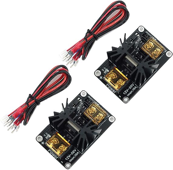 DEVMO 2pcs 3D Printer Accessories 30A Mos Tube Heat Bed Power Module Expansion Board High Current Load Module Mos Tube Hotend Replacement with Cables for 3D Printer