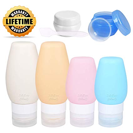 Chamch Travel Bottles Set, Leakproof Silicone Refillable Travel Containers, Cosmetic Travel Containers Kit for Shampoo, Conditioner, Lotion, Toiletries. (7 Pack)