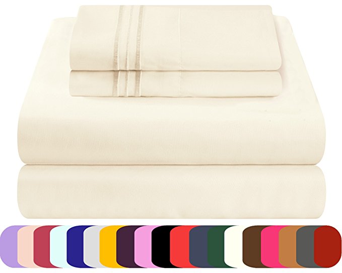 Mezzati Luxury Bed Sheet Set - Soft and Comfortable 1800 Prestige Collection - Brushed Microfiber Bedding (Ivory, Twin XL Size)