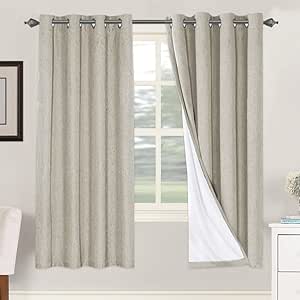 H.VERSAILTEX 100% Blackout Curtains for Bedroom Thermal Insulated Linen Textured Curtains Heat and Full Light Blocking Drapes Living Room Curtains 2 Panel Sets, Cobblestone, 52x72 Inch