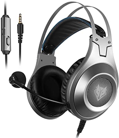 Gaming Headset for Xbox One, PS4, PC, Controller, NUBWO Wired Gaming Headphones with Microphone and Volume Control for PC / Ps4 / Xbox one 1 / Phone/Laptop, Switch Games (Grey)