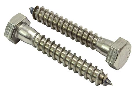 5/16" x 2" Stainless Hex Lag Bolt Screws, (25 Pack) 304 (18-8) Stainless Steel.