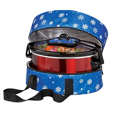 Blue Snowflake Expandable Insulated Food Carrier - On-the-Go Entertainment Essentials, Slow Cooker