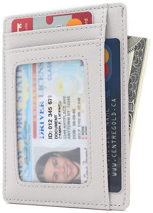 Leather RFID Blocking Minimalist Credit Card Holder Slim Front Pocket Wallets for Men & Women