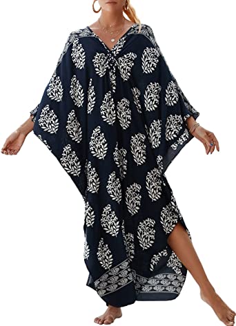 Bsubseach Kaftan Dresses Cover Up for Swimwear Women Plus Size Animal Print Caftan Resort Dress