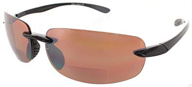 Island Sol Bifocal Sunglasses Rimless Wrap Sun Readers