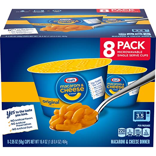 Kraft Easy Mac Original Flavor Macaroni and Cheese (8 Microwaveable Cups) - SET OF 3
