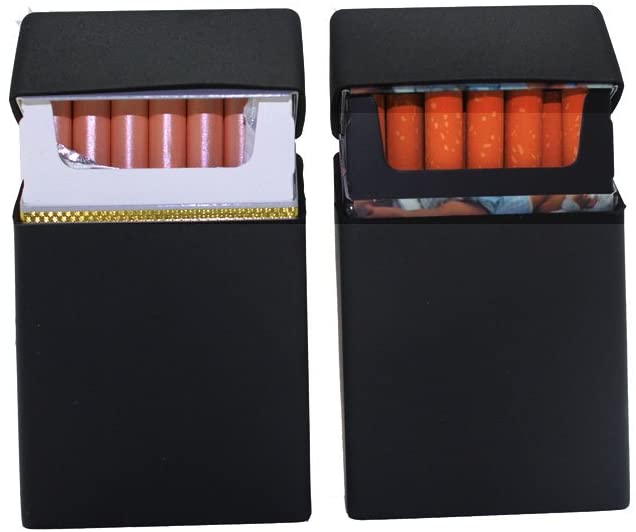 Cigarette Case, Boshiho Cigarette Box Pack Cover Lightweight Soft Cigarettes holde Fashion Design Style Full Pack Protective Cover (Black for 2 PCS)