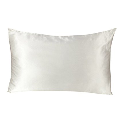 Tenn Well Silk Pillowcases, 19 Momme Luxury Soft Pure Mulberry Silk Pillowcase for Hair and Facial Beauty Closure Charmeuse Hypoallergenic with Hidden Zipper (White, 1pc)