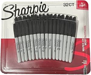 SHARPIE Permanent Markers | Fine Point | 32 Count (Black)