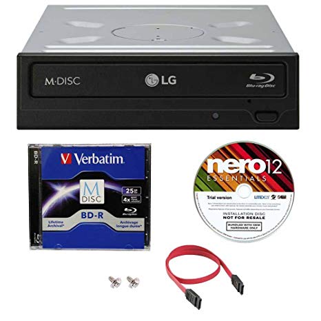 LG WH16NS40 16X Super Multi M-Disc Blu-ray BDXL DVD CD Internal Burner Writer Drive   FREE 1pk Mdisc BD   Nero Software   Cables & Mounting Screws