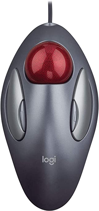 Logitech Trackman Marble Trackball Mouse – Wired USB Ergonomic Mouse for Computers, with 4 Programmable Buttons, Dark Gray