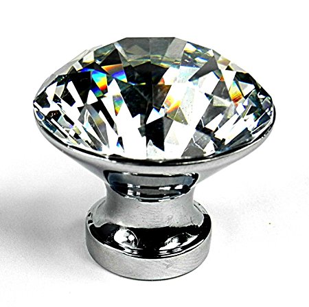 WINGONEER 10PCS 25mm Diamond Shape Crystal Glass Cabinet Knob Cupboard Drawer Pull Handle/Great for Cupboard, Kitchen and Bathroom Cabinets, Shutters, etc